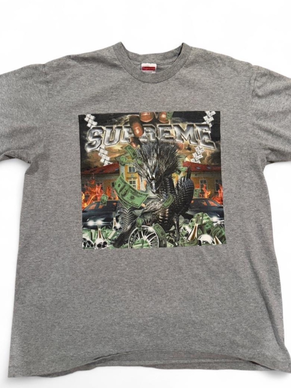 Supreme Dragon Tee 'Heather Grey' Men Size Medium Streetwear Mens Tee